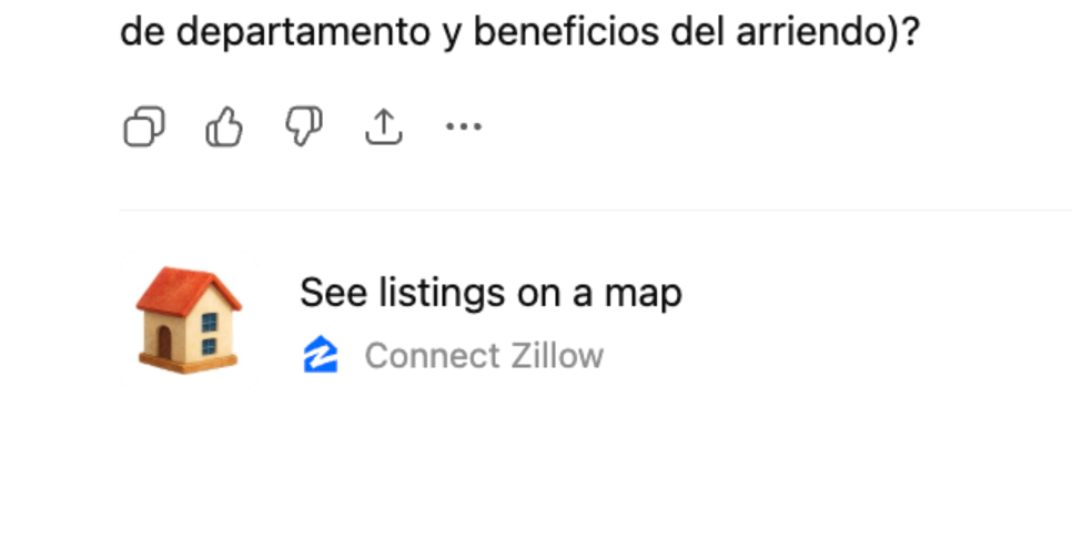 A small house icon appears next to the text "See listings on a map" and the Zillow logo with the label "Connect Zillow.
